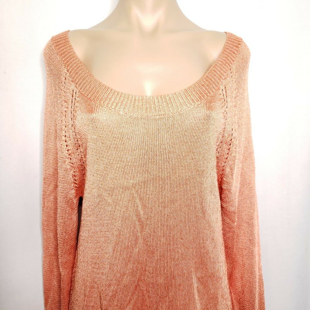 BISOU BISOU Open Knnit Tunic Sweater Large Coral